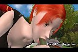 A couple 3D cartoon whores fuck the same lucky guy