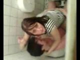 Amateurs sex in public toilet