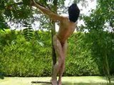 Crucified naked and pissing